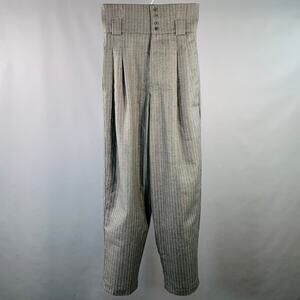 HAIDER ACKERMANN Size 32 Grey White Stripe Wool High Waisted Casual Pants